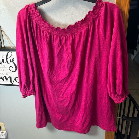 Knox Rose Smocked Bishop Top Women's Magenta NWT Size Medium - Picture 6 of 8